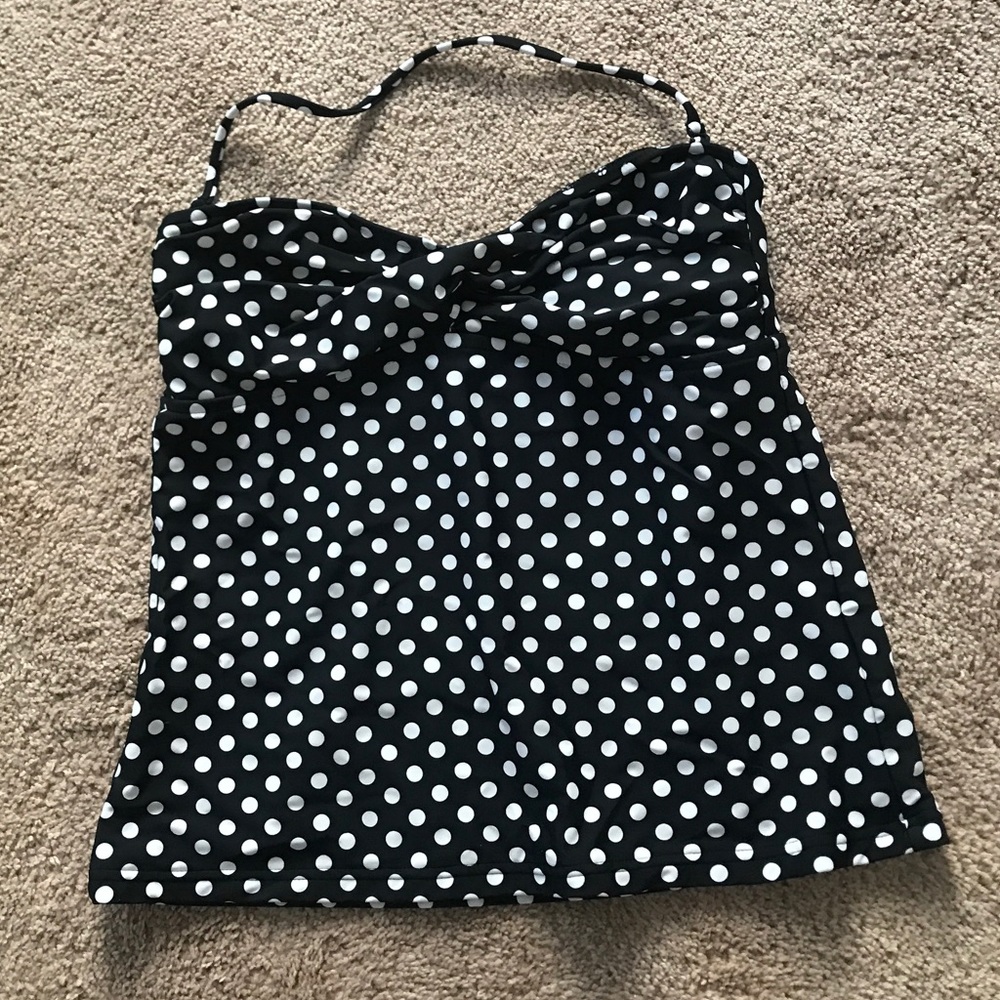 Women’s tankini bathing suit black white polkadot